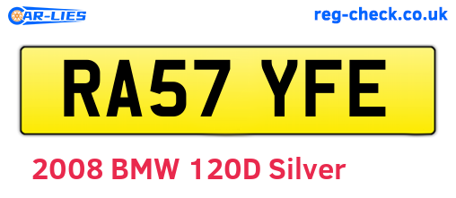 RA57YFE are the vehicle registration plates.