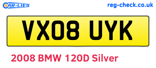 VX08UYK are the vehicle registration plates.