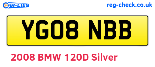 YG08NBB are the vehicle registration plates.