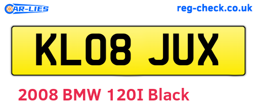 KL08JUX are the vehicle registration plates.