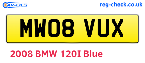MW08VUX are the vehicle registration plates.