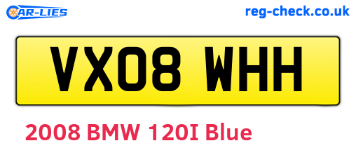 VX08WHH are the vehicle registration plates.