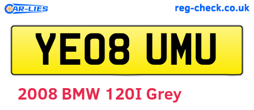 YE08UMU are the vehicle registration plates.