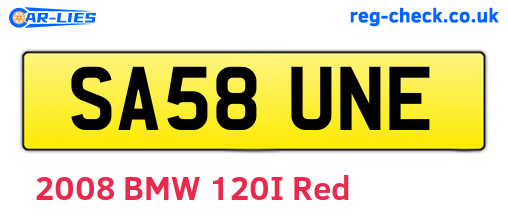 SA58UNE are the vehicle registration plates.