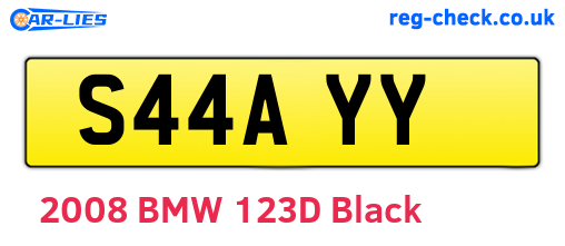 S44AYY are the vehicle registration plates.