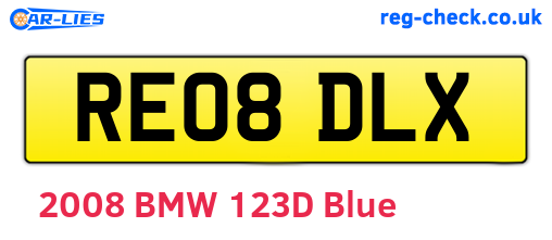 RE08DLX are the vehicle registration plates.
