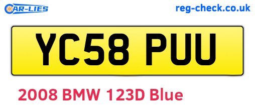 YC58PUU are the vehicle registration plates.