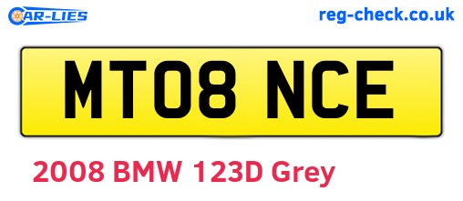 MT08NCE are the vehicle registration plates.