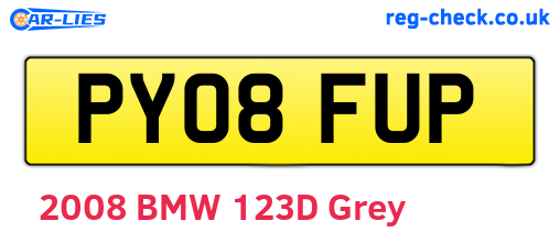 PY08FUP are the vehicle registration plates.