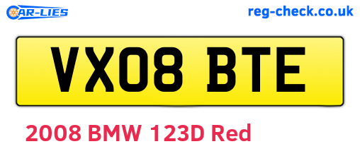 VX08BTE are the vehicle registration plates.