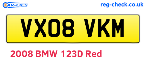 VX08VKM are the vehicle registration plates.