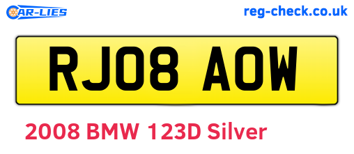 RJ08AOW are the vehicle registration plates.