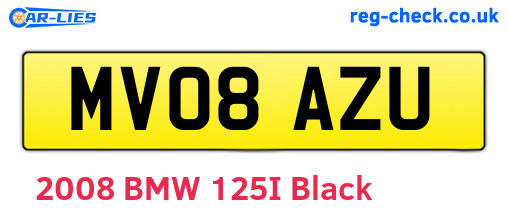 MV08AZU are the vehicle registration plates.
