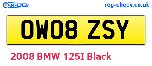 OW08ZSY are the vehicle registration plates.