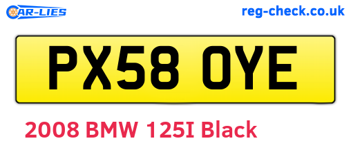 PX58OYE are the vehicle registration plates.