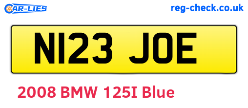 N123JOE are the vehicle registration plates.