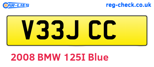 V33JCC are the vehicle registration plates.