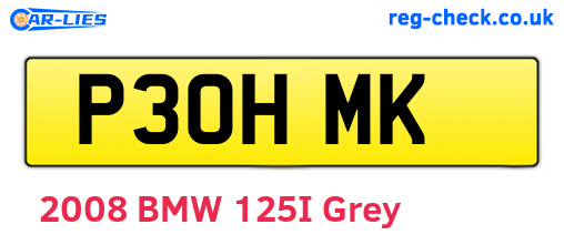 P30HMK are the vehicle registration plates.