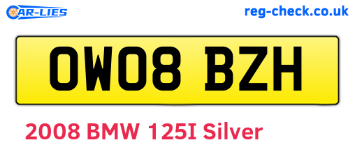 OW08BZH are the vehicle registration plates.