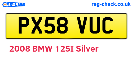 PX58VUC are the vehicle registration plates.