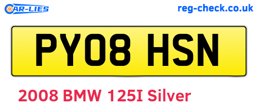 PY08HSN are the vehicle registration plates.