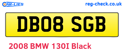 DB08SGB are the vehicle registration plates.