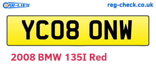 YC08ONW are the vehicle registration plates.