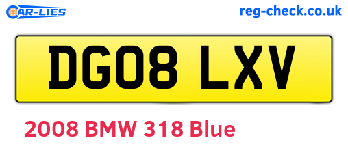 DG08LXV are the vehicle registration plates.