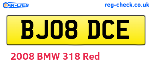 BJ08DCE are the vehicle registration plates.
