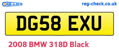 DG58EXU are the vehicle registration plates.
