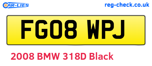 FG08WPJ are the vehicle registration plates.