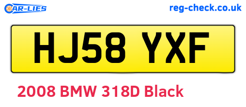 HJ58YXF are the vehicle registration plates.