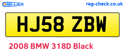HJ58ZBW are the vehicle registration plates.