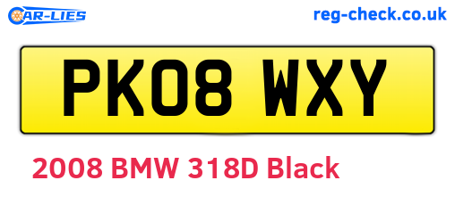 PK08WXY are the vehicle registration plates.