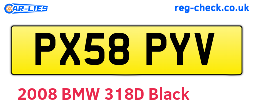 PX58PYV are the vehicle registration plates.