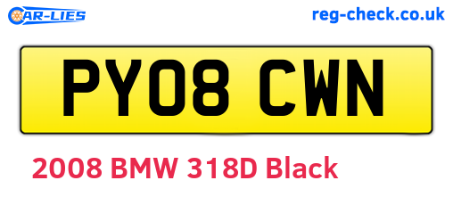 PY08CWN are the vehicle registration plates.