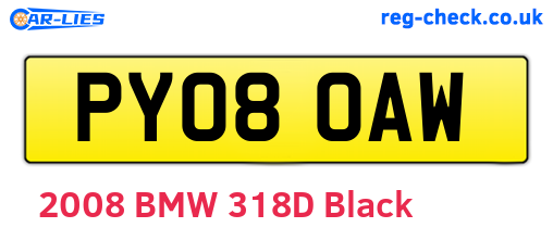 PY08OAW are the vehicle registration plates.