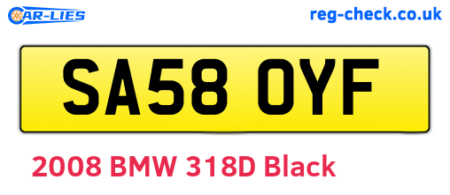 SA58OYF are the vehicle registration plates.