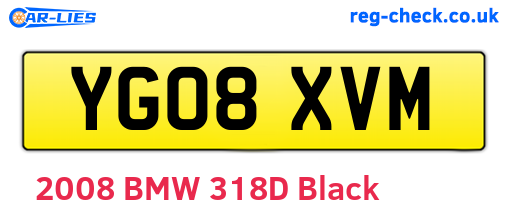 YG08XVM are the vehicle registration plates.