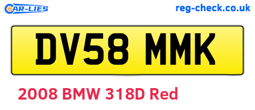 DV58MMK are the vehicle registration plates.