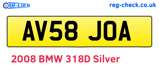 AV58JOA are the vehicle registration plates.