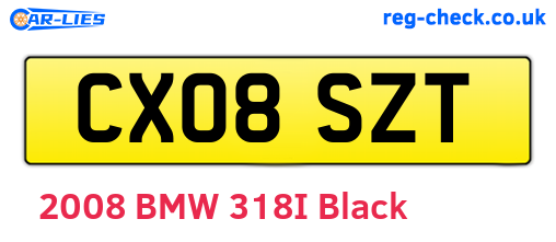 CX08SZT are the vehicle registration plates.