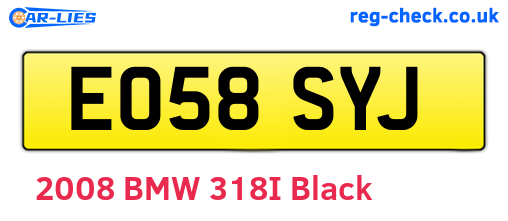 EO58SYJ are the vehicle registration plates.