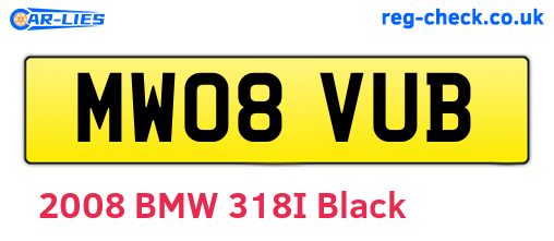 MW08VUB are the vehicle registration plates.