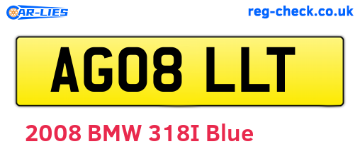 AG08LLT are the vehicle registration plates.