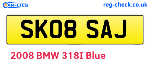 SK08SAJ are the vehicle registration plates.