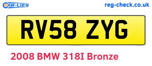RV58ZYG are the vehicle registration plates.