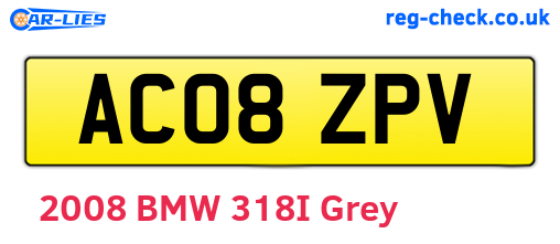 AC08ZPV are the vehicle registration plates.