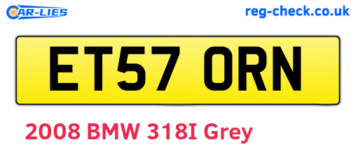 ET57ORN are the vehicle registration plates.