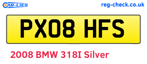 PX08HFS are the vehicle registration plates.